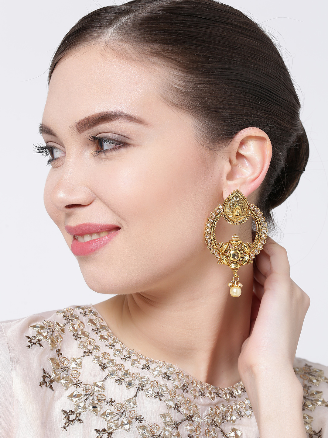 YouBella Gold-Toned Classic Drop Earrings